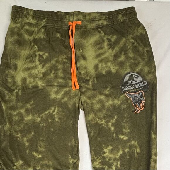 Jurassic Park Lounge Pants Spray Raptor Pajama Bottoms Green Camo NEW - Picture 2 of 9